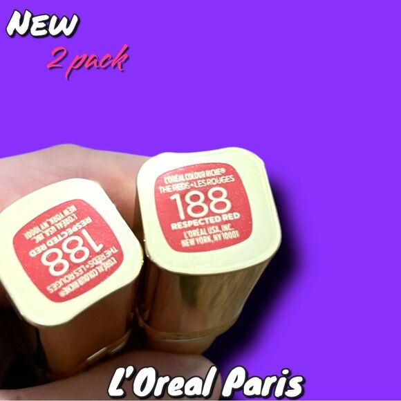 New L’Oreal Paris Colour Riche Lipcolour Lipstick 188 Respected Red - 2 pack - Picture 3 of 6